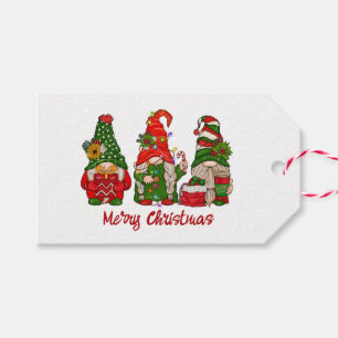 Frohe Weihnachten Niedlich Rot und Grün Gnomes Geschenkanhänger