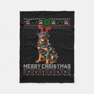 Frohe Weihnachten Niedlich Rottweiler Hund Lover U Fleecedecke