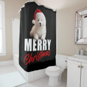 Frohe Weihnachten Niedlich Samoyed Welpe mit Weihn Duschvorhang (Beispiel)