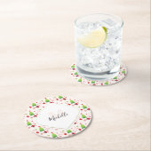 Frohe Weihnachten Niedlich Santa Monogram Runder Pappuntersetzer (Vor Ort)