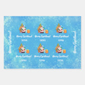 Frohe Weihnachten Niedlich Santa Personalize Name  Geschenkpapier Set (Vorderseite)