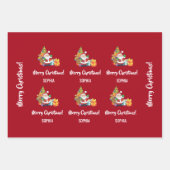 Frohe Weihnachten Niedlich Santa Personalize Name Geschenkpapier Set (Vorderseite 3)