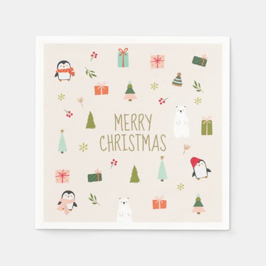 Frohe Weihnachten, Niedlich Serviette (Vorderseite)