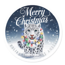 Frohe Weihnachten Niedlich Snow Leopard Custom