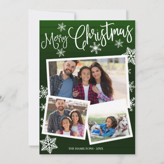 Frohe Weihnachten Niedlich Snowflake Rustikale 3 F Einladung (Vorderseite)