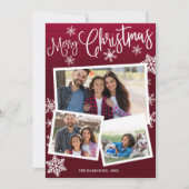 Frohe Weihnachten Niedlich Snowflake Rustikale 3 F Einladung (Vorderseite)