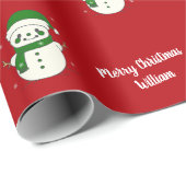 Frohe Weihnachten Niedlich Snowman Pattern Vintag Geschenkpapier (Rolleneckpunkt)