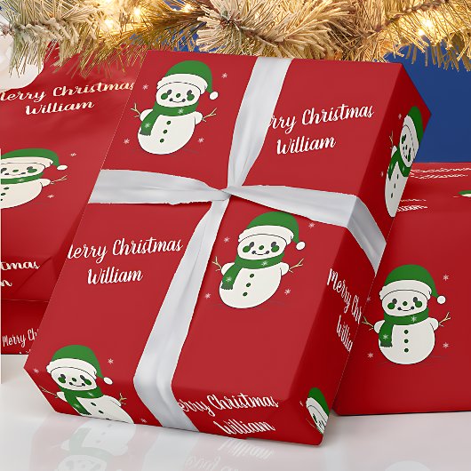 Frohe Weihnachten Niedlich Snowman Pattern Vintag Geschenkpapier