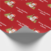 Frohe Weihnachten Niedlich Snowman Tree Pattern Vi Geschenkpapier (Ecke)