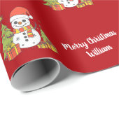 Frohe Weihnachten Niedlich Snowman Tree Pattern Vi Geschenkpapier (Rolleneckpunkt)