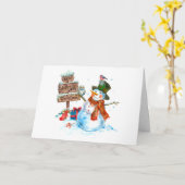 Frohe Weihnachten Niedlich Snowman und Vögel Karte (Gelbe Blume)