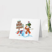 Frohe Weihnachten Niedlich Snowman und Vögel Karte (Vorderseite)