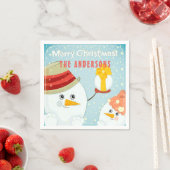Frohe Weihnachten Niedlich Snowman Winterurlaub Na Serviette (Beispiel)