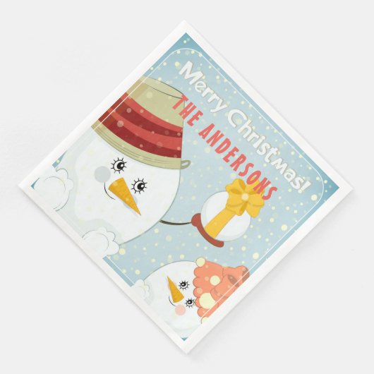 Frohe Weihnachten Niedlich Snowman Winterurlaub Na Serviette (Ecke)