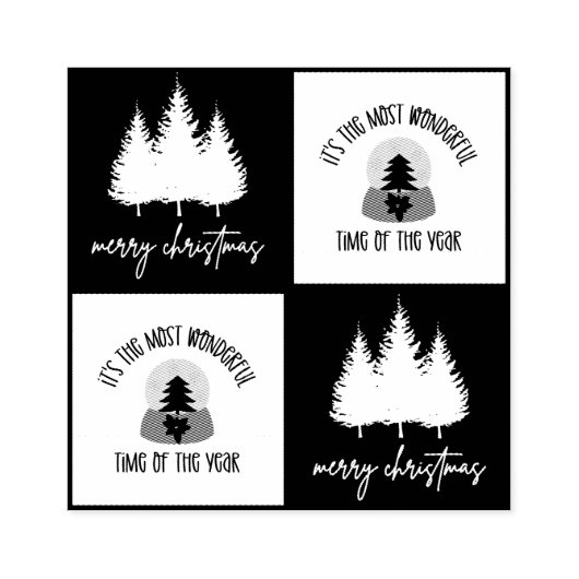 Frohe Weihnachten Niedlich Weihnachtsbaum Gummistempel (Prägung)