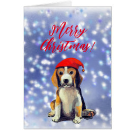 Frohe Weihnachten niedliche Beagle Welpenkarte