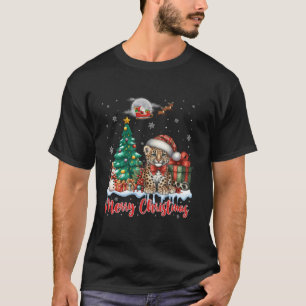 Frohe Weihnachten Niedliche Cheetah Weihnachtsmann T-Shirt
