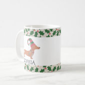 Frohe Weihnachten Niedliche Dackel Hund Kaffeetasse (Vorderseite Links)