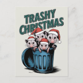 Frohe Weihnachten Niedliche Funny Racoons Postkarte