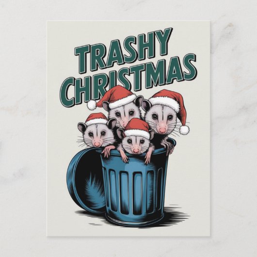 Frohe Weihnachten Niedliche Funny Racoons Postkarte (Vorderseite)