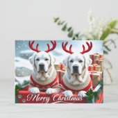 Frohe Weihnachten Niedliche Gelbe Labradore Person (Stehend Vorderseite)