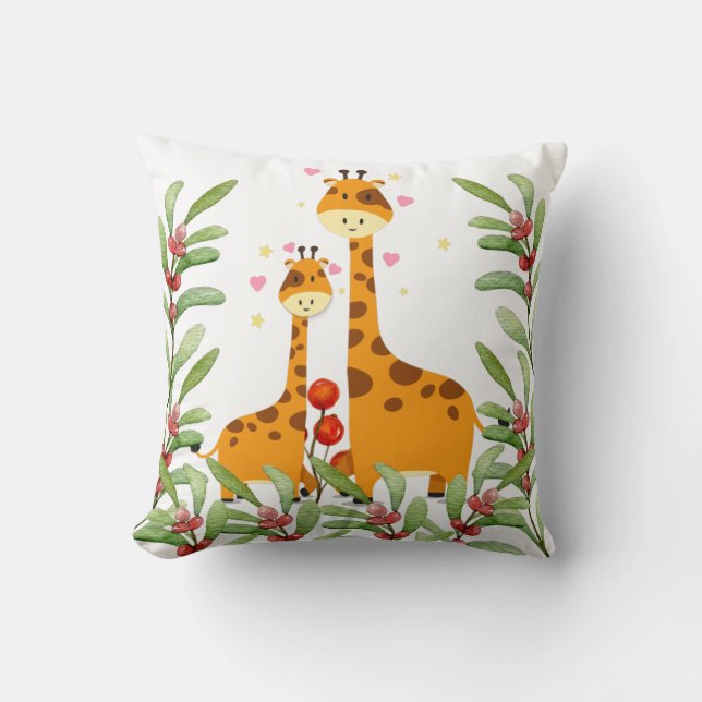 Frohe Weihnachten niedliche Giraffe Design Kissen (Vorderseite)