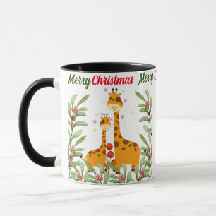 Frohe Weihnachten Niedliche Giraffe in einem Dschu Tasse