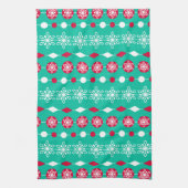 Frohe Weihnachten Niedliche grüne Schneeflocken Geschirrtuch (Vertikal)