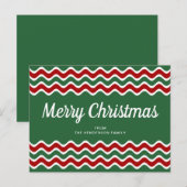 Frohe Weihnachten Niedliche grüne Streifen Postkarte (Vorne/Hinten)