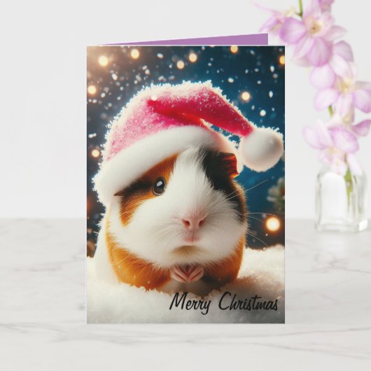 Frohe Weihnachten Niedliche Guinea Pig Karte (Orchidee)