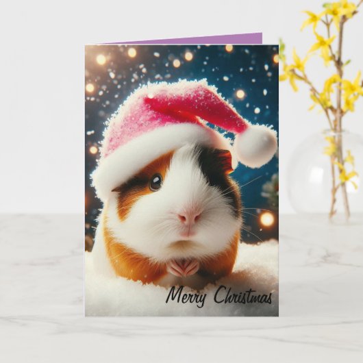 Frohe Weihnachten Niedliche Guinea Pig Karte (Gelbe Blume)