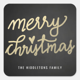 Frohe Weihnachten Niedliche handgeschriebene Scrip Quadratischer Aufkleber