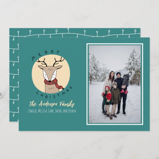 Frohe Weihnachten Niedliche Hirschfamilie Foto (Vorne/Hinten)