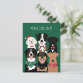 Frohe Weihnachten Niedliche Hunde Postkarte (Stehend Vorderseite)