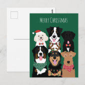 Frohe Weihnachten Niedliche Hunde Postkarte (Vorne/Hinten)