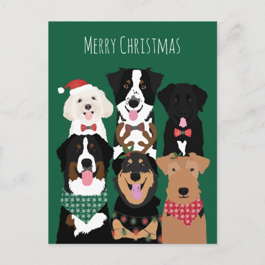 Frohe Weihnachten Niedliche Hunde Postkarte (Vorderseite)