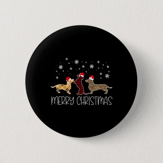 Frohe Weihnachten Niedliche Karierte Leopard Dacke Button (Vorderseite)