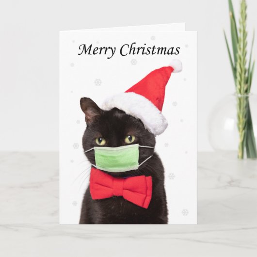Frohe Weihnachten Niedliche Katze in Weihnachtsman (Vorderseite)