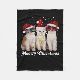 Frohe Weihnachten Niedliche Katze mit dem Weihna Fleecedecke