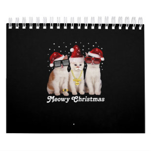 Frohe Weihnachten   Niedliche Katze mit dem Weihna Kalender