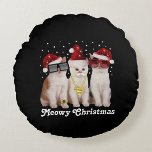 Frohe Weihnachten Niedliche Katze mit dem Weihna Rundes Kissen