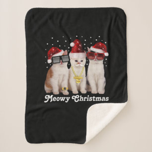 Frohe Weihnachten Niedliche Katze mit dem Weihna Sherpadecke
