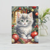 Frohe Weihnachten Niedliche Kitten mit Ornamenten (Stehend Vorderseite)