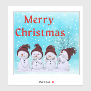 Frohe Weihnachten Niedliche kleine Schneemänner Ad Aufkleber