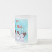 Frohe Weihnachten Niedliche kleine Schneemänner Ad Mattglastasse (Vorderseite Links)