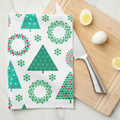 Frohe Weihnachten Niedliche Kränze & Bäume Geschirrtuch (Viertel Falte)