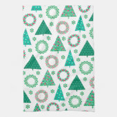 Frohe Weihnachten Niedliche Kränze & Bäume Geschirrtuch (Vertikal)