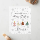 Frohe Weihnachten Niedliche Pastellmuster Schneefl Mitteilungskarte (Vorderseite/Rückseite Beispiel)