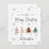 Frohe Weihnachten Niedliche Pastellmuster Schneefl Mitteilungskarte (Vorne/Hinten)