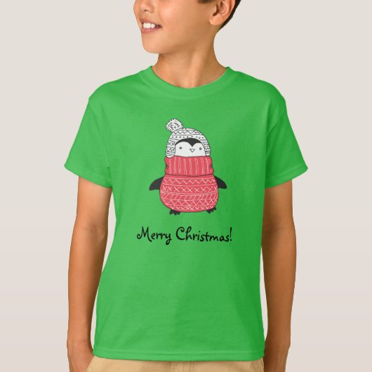 Frohe Weihnachten Niedliche Penguin Beanie Hat & S T-Shirt (Vorderseite)